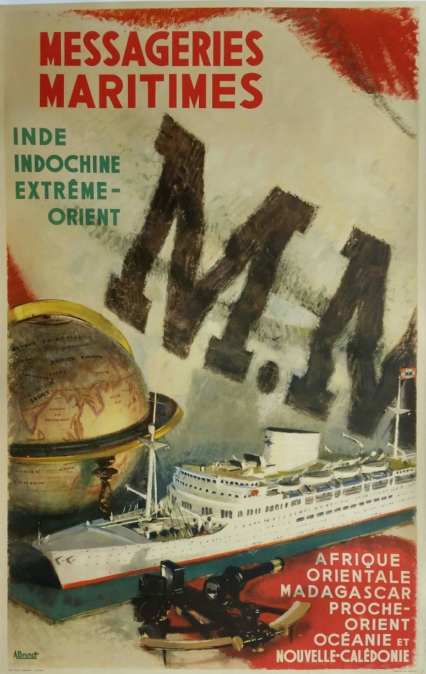 Original Vintage Poster Messageries Maritimes Inde Indochine Extreme Orient  Print